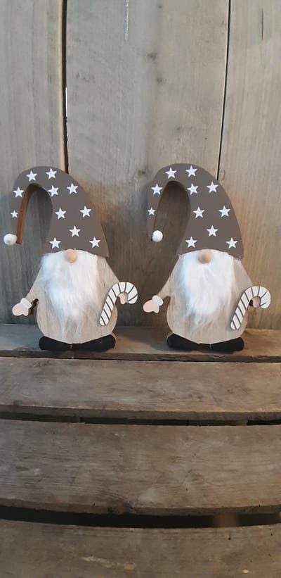 Houten kabouters - Set van 2 - Gnome - Staand - Kerst