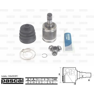 Homokineet reparatie set, aandrijfas PASCAL G84003PC rechts