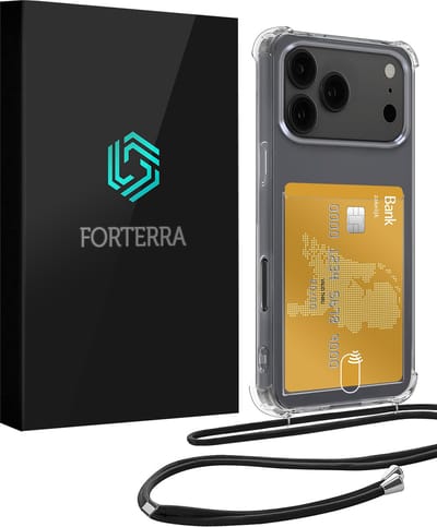Hoesje Geschikt voor iPhone 17 Pro Pashouder Case Siliconen Hoes Met Koord - Hoes Geschikt voor iPhone 17 Pro Met Telefoonkoord Hoesje Back Cover Met Pasjeshouder - Transparant
