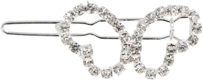 Haarsoires Haarspeld Haarclip 3cm - Vlinder Strass Steentjes - Zilver - Hair Clip - Decoratieve Haaraccessoire