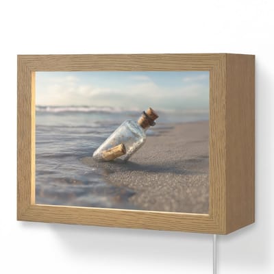 Wandlamp 20x15 cm - Oplaadbaar - Glazenfles - Post - Zee - Zand - Wandlampen binnen woonkamer - Slaapkamer lamp met kabel - Decoratieve nachtlamp - Vloerlamp snoer