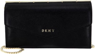DKNY Leren Portemonnee Heidi Wallet With Strap Blk / Gold Zwart