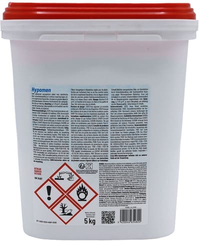 Famiflora - Hypomen snelwerkend anorganisch chloor 5kg - granulaat - niet-gestabiliseerd chloor - Snelle werking - Snel gebruiksklaar - Efficiënte desinfectie