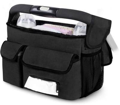 Unyqoos® Universele kinderwagen organizer met schouderriem en geïsoleerde houders