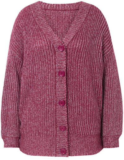 MIAMODA - Dames - Vest met glittergaren loose fit - Purper - Maat 50+