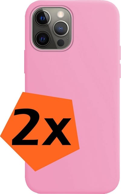 Hoes - 2 Stuks - Geschikt voor Apple iPhone 13 Pro - Sterk & Shockproof - Case Siliconen - Back Cover - Telefoon Hoes - Lichtroze