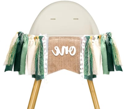 Banner voor hoge stoel groen - Jungle thema 1e verjaardag - Feestdecoratie voor jongens en meisjes