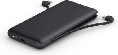 Belkin BOOST↑CHARGE™ Plus - 2-poorts 10.000 mAh USB-C-powerbank met geïntegreerde kabels - Zwart