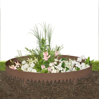 ACXIN Gazonrand - Metalen Bloembed Rand - Gegalvaniseerd en Roestbestendig - Flexibele Tuinrand voor Bloembed en Tuinpad - Roestkleur - 20x100 cm - 5 Stuks