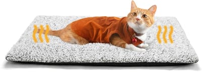 Zelfverwarmend kattenbed - Zelfverwarmende mat voor kat en hond - Superzachte en warme matras voor huisdieren -60*45cm -Superwarme mat voor huisdieren - Niet-elektrisch - Geschikt voor kleine en middelgrote katten en honden, binnen en buiten - Grijs