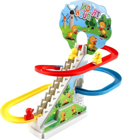 Speelbaan met dieren - Trapauto baan - Kinderen vermaken - Automatisch klimmen - Compact formaat - Multicolor