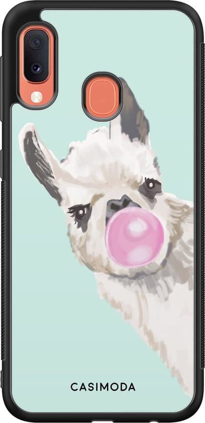 Casimoda® hoesje - Geschikt voor Samsung Galaxy A20e - Retro Lama - Zwart TPU Backcover - Geen opdruk - Blauw