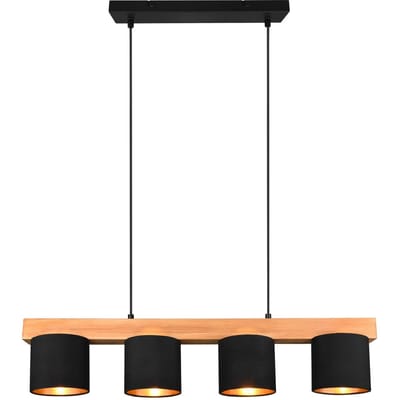 Reality Leuchten Hanglamp Cameron, 4-lamps, zwart