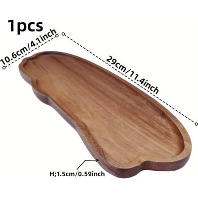 Houten dienblad, snackblad, ontbijtblad, delicatessenblad, kaasblad, dessertblad, badkamermeubelblad voor ontbijt, salontafel, huis, eetkamer 1 Piece - Long Oval Irregular Shaped Tray brown
