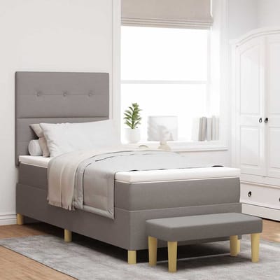 vidaXL - Boxspring - bed - met - kussen - met - hoofdeinde - Taupe - 200 - x - 100 - cm - Stof
