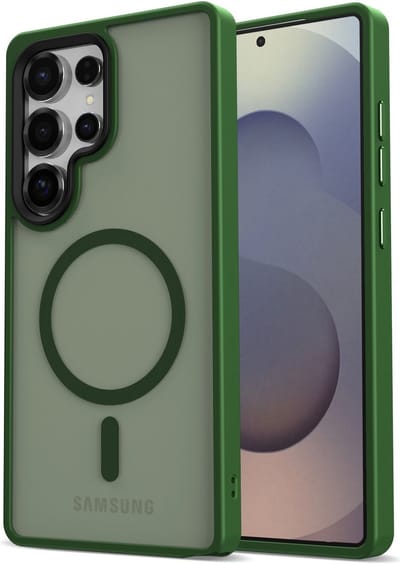 Hoesje Geschikt voor Samsung Galaxy S25 Ultra - Compatibel met MagSafe en Qi2 - Matte Beschermhoes - Back Cover met Magneet - Groen