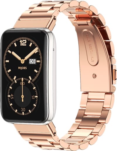 By Qubix - Metalen schakelband - Rosé goud - Geschikt voor Xiaomi Smart Band 7 Pro / Mi Band 7 Pro bandje