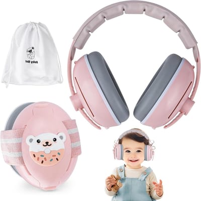2-in-1 Oorkappen voor Baby's, Geluiddemping voor Pasgeborenen, Verstelbare Hoofdband en Earmuffs voor Dagelijks Gebruik, Veiligheid en Comfort voor Kinderen van 0-4 Jaar