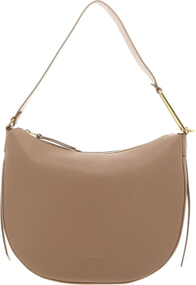 COCCINELLE Leren Schoudertas Coccinelle Priscilla Handbag Grained Leather Toasted Beige