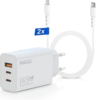 Oplader geschikt voor iPhone / iPad / AirPods + Lightning kabels - 2 meter - Snellader - Power Adapter - Oplaadstekker