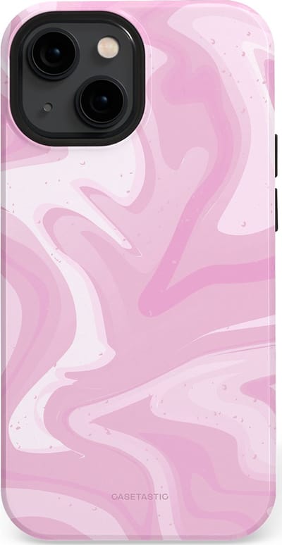 Casetastic hoesje geschikt voor Apple iPhone 13 mini - MagSafe - Dubbellaagse bescherming - Zoet Roze Marmer - Fashion Case - Lichtroze Wit