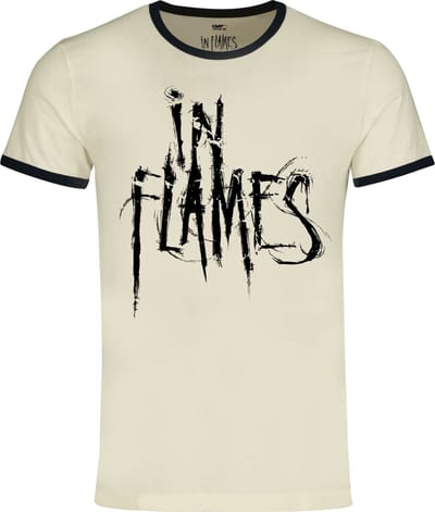 In Flames Logo - Ringer Shirt Heren T-shirt - gebroken wit - XL