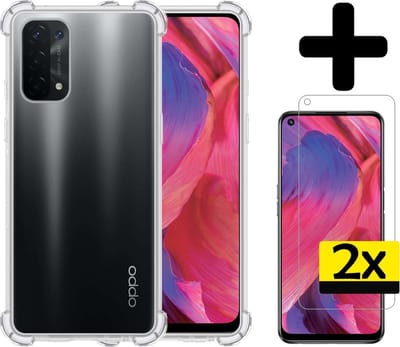 Hoesje - Met Screenprotector - 2 Stuks - Geschikt voor OPPO A54 5G - Sterk & Shockproof - Siliconen Case - Back Cover - Telefoon Hoes - Shock Proof - Telefoonhoesjes - Transparant