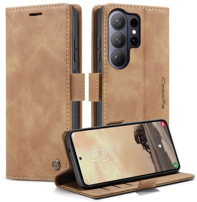 CaseMe 013 Hoesje Geschikt voor Samsung Galaxy S26 Ultra - Book Case met Standaard - Portemonnee Beschermhoes - Pasjeshouder voor Twee Pasjes - Bruin