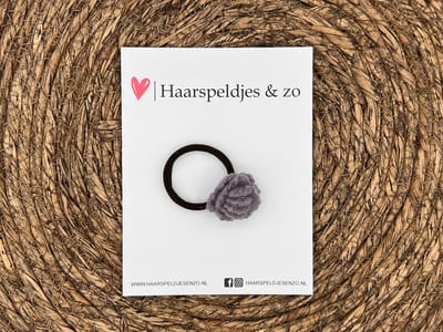 Elastiek - per stuk - hippe kleuren - met bloem - wol - meisjes - blossem - paars