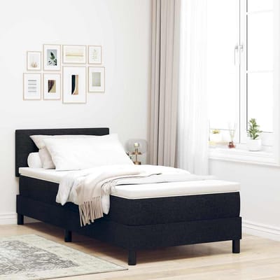 vidaXL - Boxspring - bed - met - LED-stripverlichting - Zwart - 80 - x - 200 - cm - Stof
