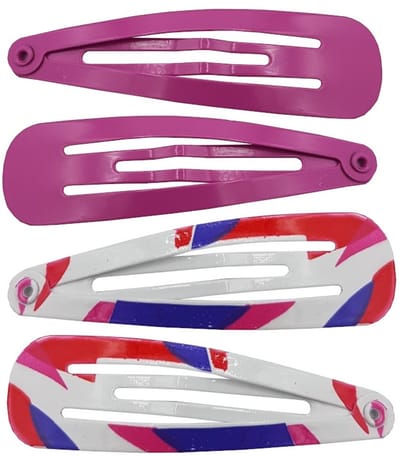 Haarsoires Haarspeld Klikklak 5cm - Retro Patroon - Roze - Set van 4 - Haarclip Speldjes - Makkelijk in Gebruik - Haaraccessoires voor Volwassenen & Kinderen - Hair Clip - Decoratieve Haaraccessoire