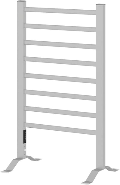Daity Elektrisch handdoekrek, geschikt voor wand- of vloermontage, met timerfunctie, 8 dwarsstangen, afmetingen 53x35x90 cm, Wit.