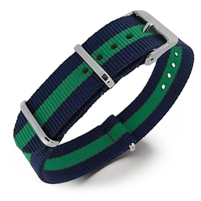 NATO Horlogeband G10 Military Nylon Strap - Regimental Blauw Groen 16mm