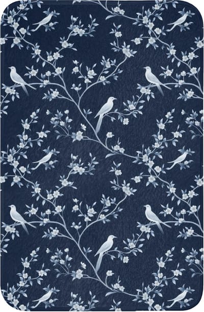 WC mat 40x60 cm - Antislip - Grafisch - Bloesemtak - Blauw - Toiletmat - Vloermat - Douchemat - Toilet tapijt - Toiletmatten