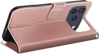 Mayaxess, Hoesje geschikt voor iPhone 17 Pro - Wallet Case met Koord & Stand, Roze