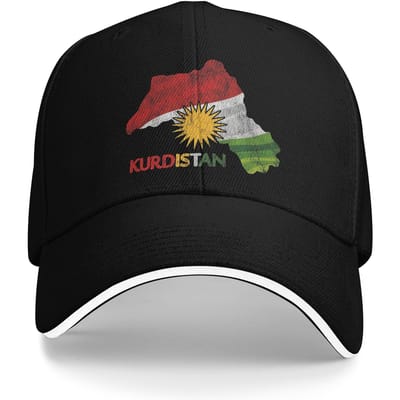 Vlag Kaart van Koerdistan Kaart Koerdistan Baseballpet Y2K Grappige Hip Hop Hoeden Zomer Koppel Vrouwen Jagen Kamperen Baseballpetten One Size black