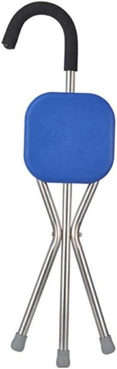 Loopstok met Zitting - Opvouwbare Kruk - Mobiel Blijven - Lichtgewicht Aluminium - N.v.t. - Blauw