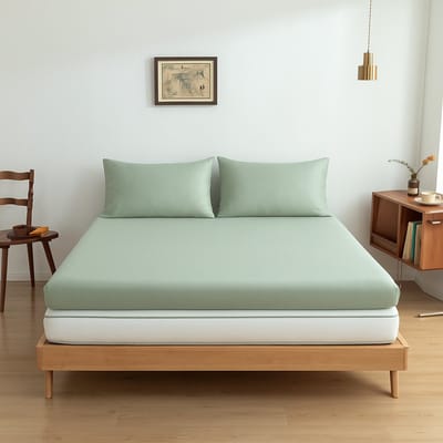 Bamboe hoeslaken Sage Green lichtgroen 140x200 cm – Topdekmatras hoeslaken, zacht, ademend & hypoallergeen | Boomba Bamboo®