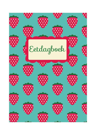HappyBook - Eetdagboek - Eetschrift - Gezondheid - Dagboek - Afslanken - Gewicht tabel - Schrijven - Turquoise - Aardbeien - Vrolijk - Softcover - Elastiek - Motivatie - Boekenlegger - Dieet - Voeding - Afslanken - Gezondheid - Health -Healthy - Plan