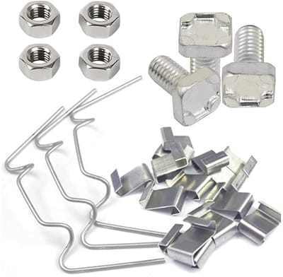 Complete Set van 400 Stuks Glazingsclips en Bevestigingsmateriaal voor Kassen met M6x11 Bouten en Moeren