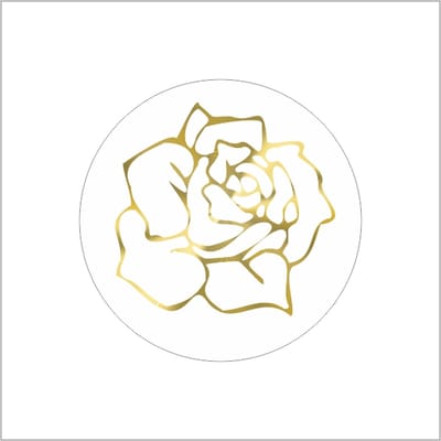 Sticker - "ROOS GOUD" - Etiketten - 35mm - Wit/Goud - Sluitzegel - Sluitsticker - Premium Kwaliteit