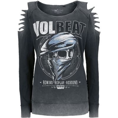 Volbeat Sweatshirts - Bandana Skull - S tot XXL - voor Vrouwen - grijs