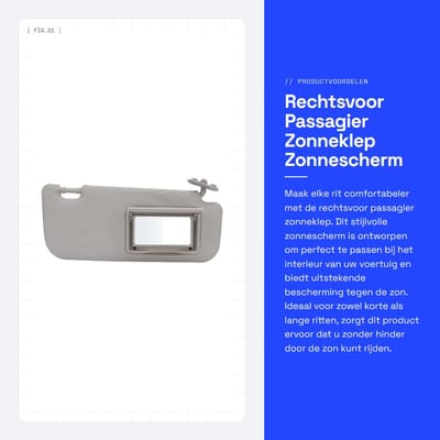 Dailygoods- Zonneklep Grijs - Passagierszijde - Effectieve Schaduw - Eenvoudig te Installeren - Verbetert Interieur - Comfortabel Reizen - Zonnescherm