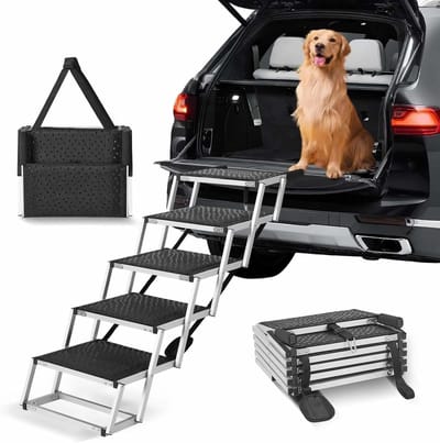 Hondenoprijplaat Opvouwbaar - Hondenladder Auto - Huisdier Toegang - Verstelbare Hoogte - 68 kg Draagkracht - Aluminium