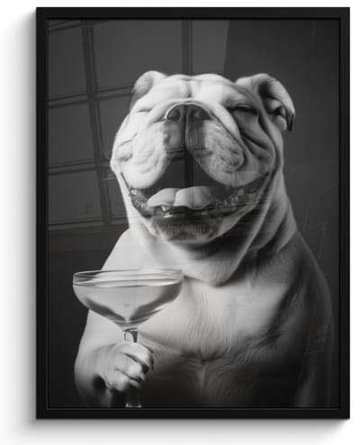Poster in lijst - Fotolijst 50x70 cm - Posters - Buldog - Hond - Glas - Posterlijst zwart - Decoratie - Wanddecoratie woonkamer - Muurdecoratie slaapkamer