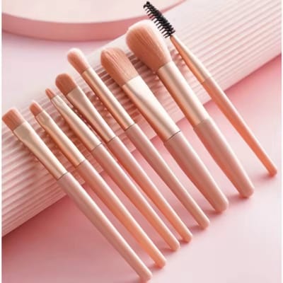 New Age Devi - Professionele 8-Delige Make-Up Kwasten Set - Roze - Poeder Kwast - Luxe Lederen Opberg Etui - Make Up Reis Etui - Cosmetica