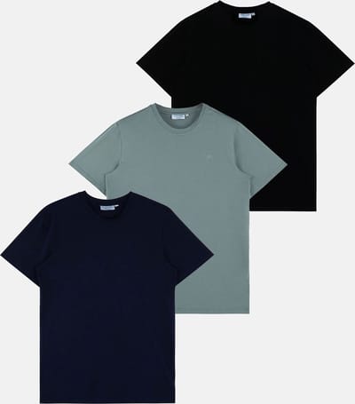 Vercate - 3-Pack T-Shirts - Korte Mouw - Zwart, Groen, Navy - Regular Fit - Excellent Knitted Katoen - Maat S