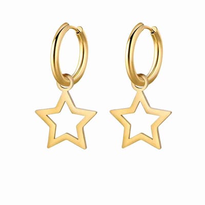 WeLoveSilver - gouden oorringen - chirurgisch staal - sterdesign - 6 cm