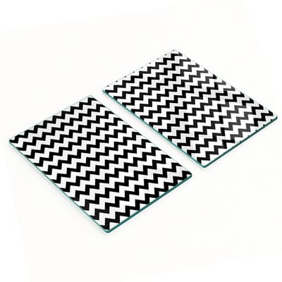 Decoratieve glazen snijplanken met zigzagpatroon, 2x40x52 cm