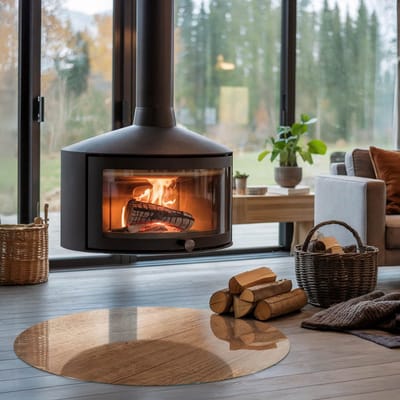 Coloray Vloerplaat Houtkachel - Vloerplaat Openhaard - 100 cm x 100 cm - Houtkachel Accessoires - Bruin Vloerplaat Kachel - Plaat Kachel - Plaat voor Onder Houtkachel - Open Haard Accessoires - Onderplaat